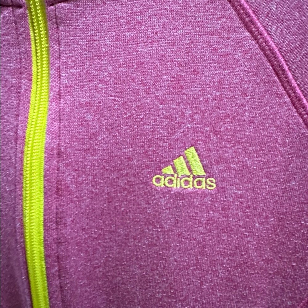 Adidas Women's Climawarm Pink Hoodie with Yellow Zipper - Picture 3 of 13